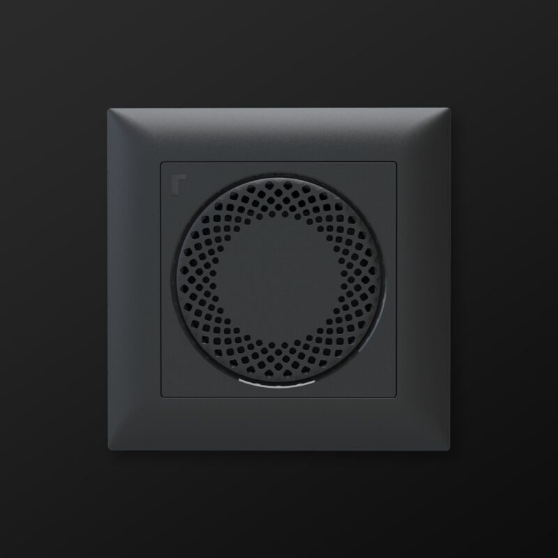 Ansicht des geschlossenen Raumduft Smart Diffusor von Revoltab in schwarzer Farbe.